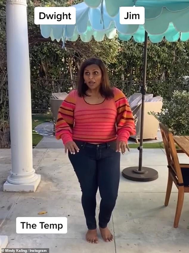 Office throwback: Mindy Kaling, 41, entered the TikTok This or That challenge with a video posted to Instagram where she chose 'The Temp' from The Office instead of Jim and Dwight